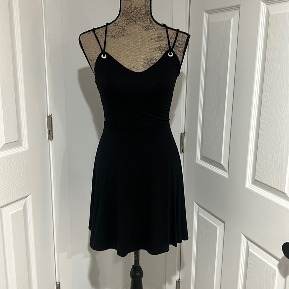 Garage skater style double strap black dress in Small